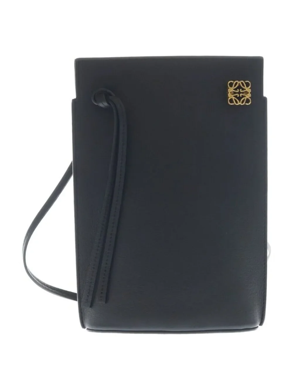 Loewe Dice Pocket Anagram Logo Leather Shoulder Bag Black